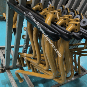 9F550-55A140000C0/3D Left Boom Cylinder Large Chamber Transition Hard Pipe (Leiwo Jinshi Yellow)